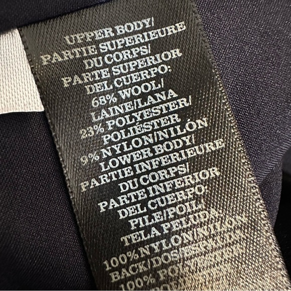 Ann Taylor Wool Coat Faux Fur Faux Leather Tiered Navy Blue Black XL - Picture 10 of 11